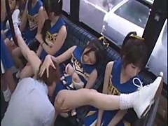 Horny Japanese Cheerleaders In A Hot Group Sex Fuck For All